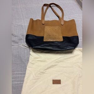 Elegant Tan and Black Tote Bag